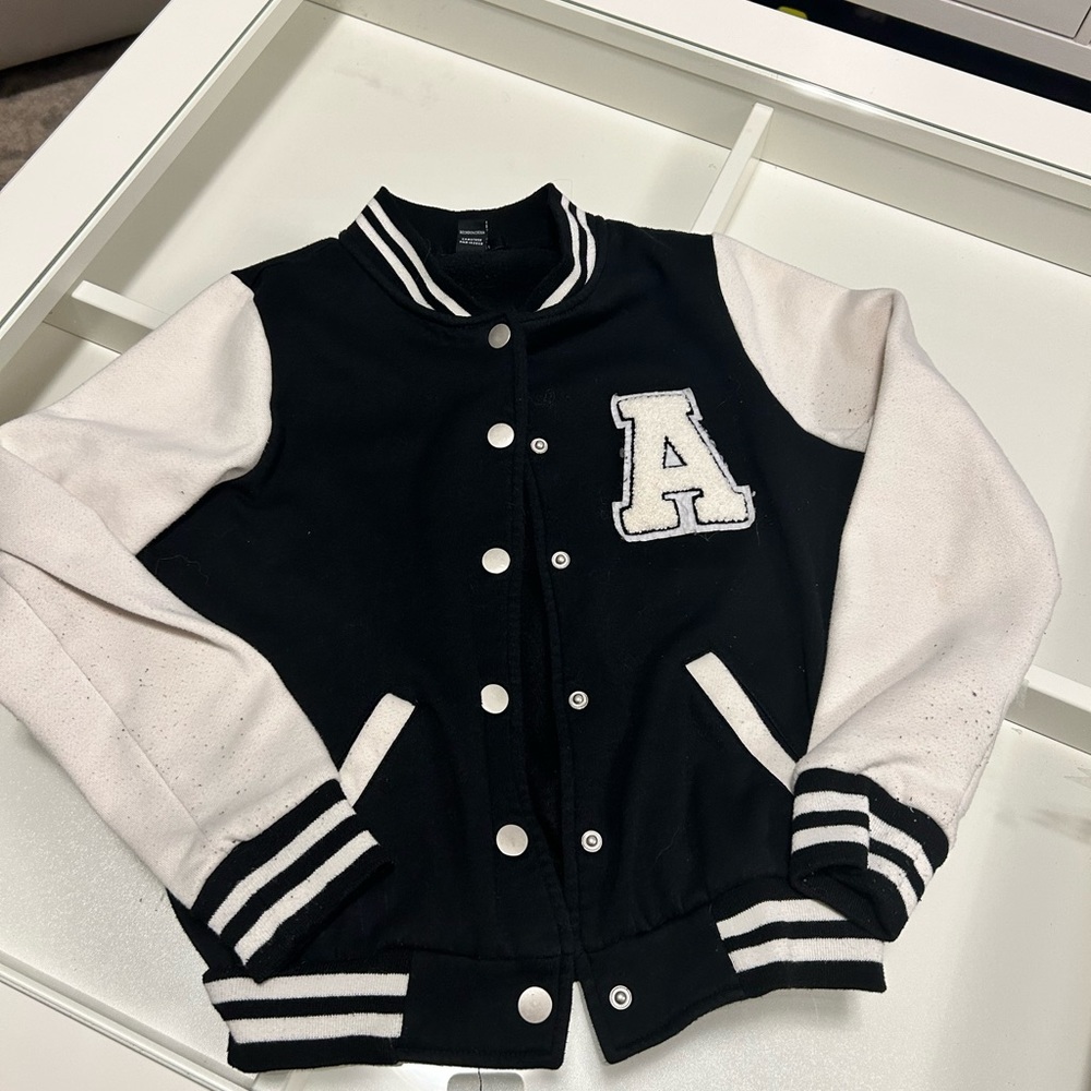 White and black letterman jacket